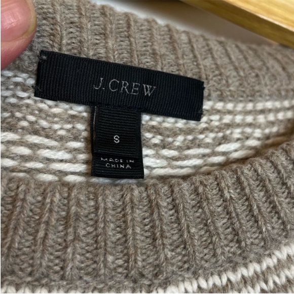 JCREW Merino Wool Fair Isle Bell Sleeve Tan Sweater Small - Picture 3 of 7